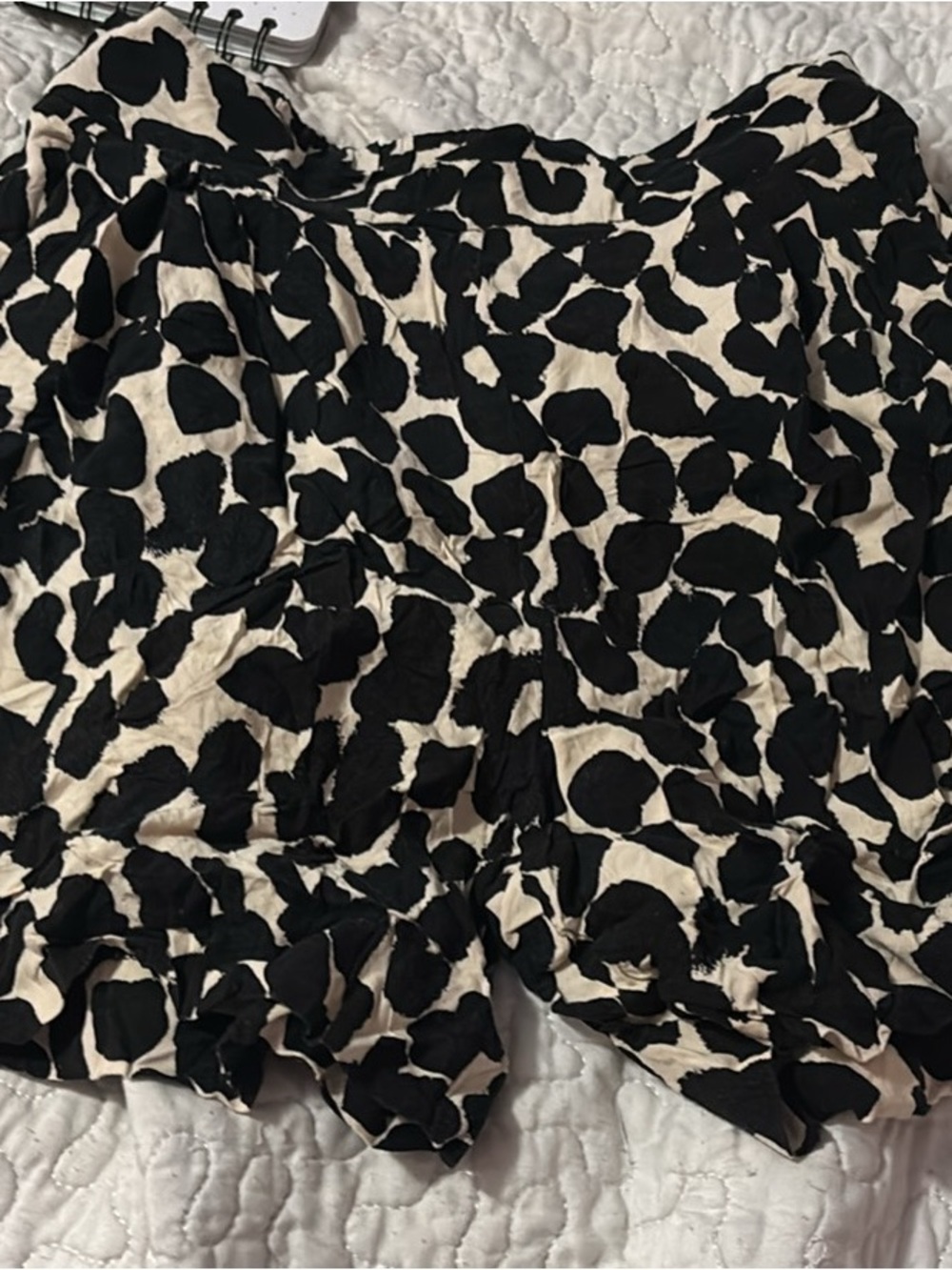 H&M Black and Cream Animal-Print Athletic Shorts